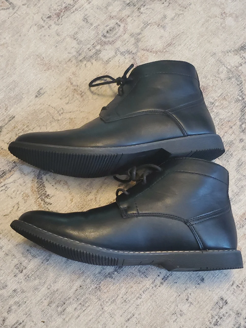 Nine West Men's Neilton Chukka Boots - Black Faux Leather - Size 9.5